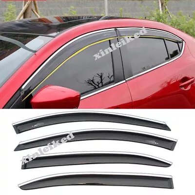 Acrylic Window Visor Sun Rain Guard Vent Shade For Mazda 3 Axela Sedan 2014-2018 • $125.36