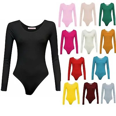 £7.99 • Buy Womens Round Neck Bodysuit Leotard Long Sleeve Top 8-26