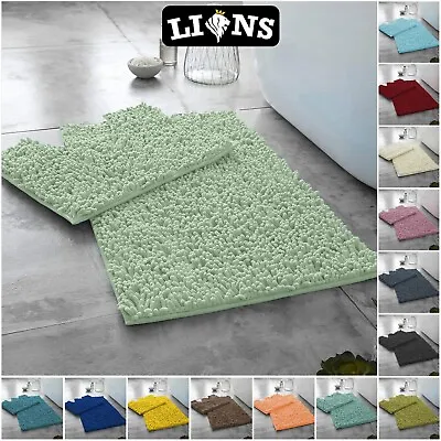 MEMORY LOOP BATH MAT SET PEDESTAL NON SLIP SUPER SOFT TOILET BATHROOM RUG 2Pcs • £12.49