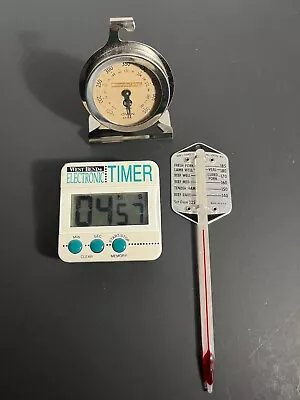 Vintage Thermometer And Timer Lot For Meat And Oven Chaney Westbend Brands • $20