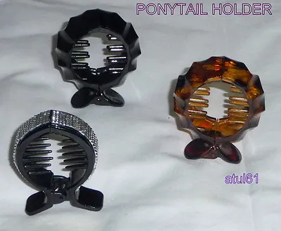 Studded Round Ring Combcuff Ponytail Holder Hair Clip Blackbrownaccessories • £2.29