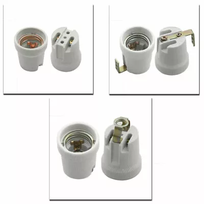Ceramic E27 ES Screw Light Bulb Lamp Holder Base Cap Socket Porcelain Heat 4A  • £4.95