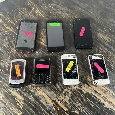 Mixed Lot 7 Phones For Parts Repair IPhone LG BlackBerry ZTE • $35
