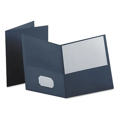 Oxford Twin-Pocket Folder Embossed Leather Grain Paper Dark Blue 25/Box 57538 • $11.75
