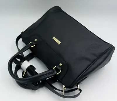 Natalie Andersen Black Faux Leather Bowling Bag Shoulder Crossobry Handbag New • £10
