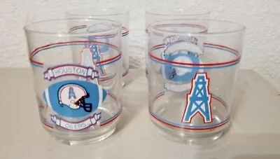 Vintage Houston Oilers Drinking Glass Cup Tumbler NFL  Shell Oil Set Of 4 • $20