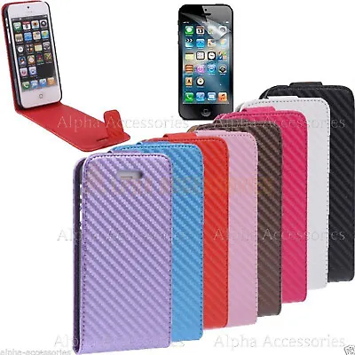 For IPhone 5 5S SE Case Shockproof Carbon Fiber Leather Pouch Magnetic Cover  UK • £1.98