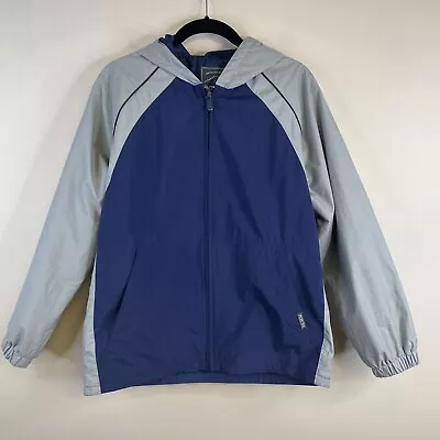 Pacific Trail Youth FULL ZIP Windbreaker Jacket 14 16 Blue Gray Hooded Lined L/S • $14.91