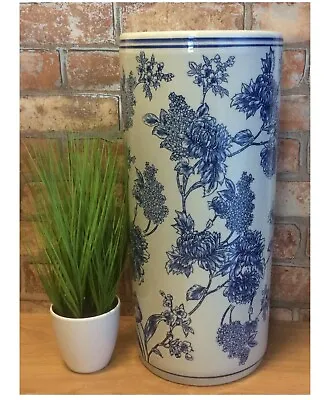 Blue And White Floral Display Ceramic Umbrella /Walking Stick Stand MIN816 • £39.95