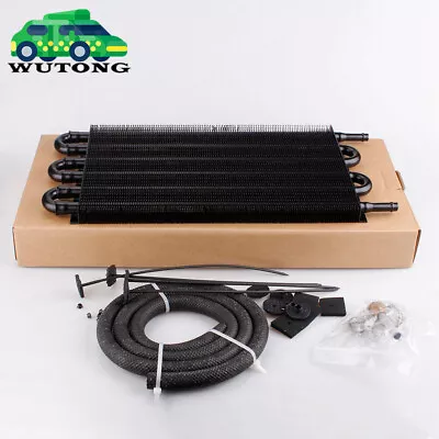 6 Rows Universal Aluminum Remote Transmission Oil Cooler Radiator Converter Kit • $27.99