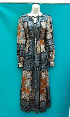 Hippieboho Dresspaisley Tile Print60's70s80's Vintage Stylesize 10-12 App • £8.99