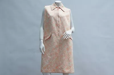 Vintage 60s-70s Peach And Beige Floral Dress By NPC Fashions Warren PA • $49.99