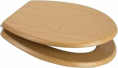 New 18  Mdf Universal Bathroom Wc Toilet Seat Easy Fit With Fittings Wooden W/c • £15.99