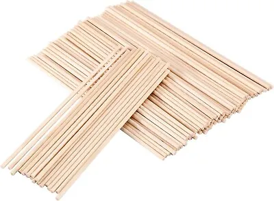 Round 20cm Wooden Wood Craft Sticks Dowl Stems For Kids Dowel 3mm Cake X 100 • £4.29