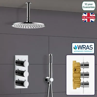 Calla Ceiling Round Concealed Thermostatic Mixer Valve Hand Held Shower Head Set • £144.99