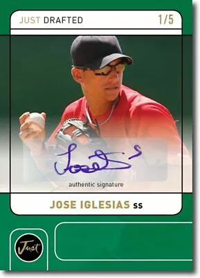 JOSE IGLESIAS 2011 Just DRAFTED Rookie Autograph GREEN Auto RC #/5 • $48.99