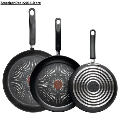 3 PIECE - T-Fal Non-Stick Fry Pan Set Titanium NonStick Interior Kitchen GIFT!! • $45.70