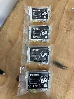 Genuine Epson 68 69 Black Ink Cartridge Lot Of 4 • $49.99