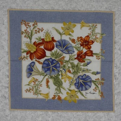 $9.99 • Buy K320 Jim Thompson Ivory Flower Silk Scarf Scarves Sz. 14.5  X 15.5 