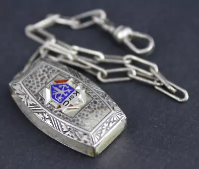 Antique Pocket Watch Belt Fob STERLING SILVER Masonic K Of C KNIGHTS OF COLUMBUS • $138.99