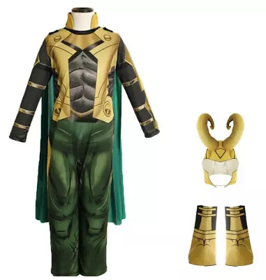 Child Kids Boy Marvel Avengers Loki Costume Jumpsuit Halloween Party Fancy Dress • £10.38