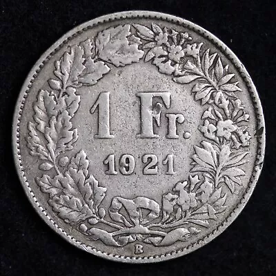  1921 SWISS 1 FRANC Silver Coin .1342 ASW B088 UH • $17.60