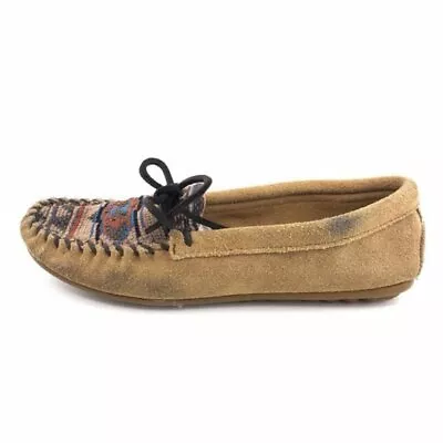 Minnetonka El Paso Hard Sole Moccasins Womens Size 6.5 Brown Leather Southwest • $29