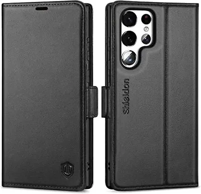 SHIELDON Case For Samsung S24/S23/S22/21/20 Z Fold Genuine Leather Wallet RFID • £15