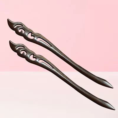  2 Pcs Wooden Women's Hair Sticks For Buns Claw Clips Japanese Pins • £10.88