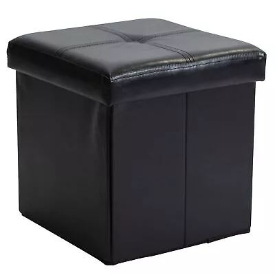 Simplify Faux Leather Cube Storage Ottoman Black (F-0625-BLACK) • $34.69
