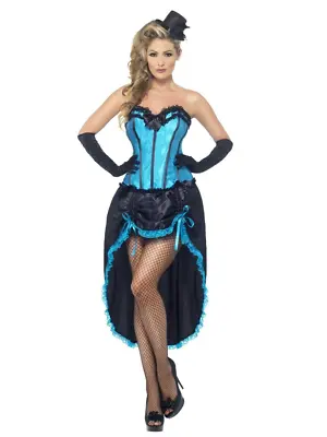 $46.54 • Buy Blue Black Burlesque Dancer Can Can Moulin Rouge Dancer Costume Show Girl