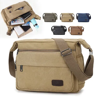 Men's Canvas Cross Body Bag Messenger Shoulder Book Bags School Satchel Vintage • $26.99