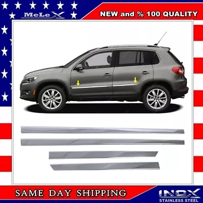 Chrome Side Door Molding Protector 4 Door S.steel For Vw Tiguan 2009 To 2017 • $56.05