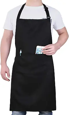 Work Aprons Heavy Duty Shop Work Apron With Pockets For Men Black Chef • $13.86
