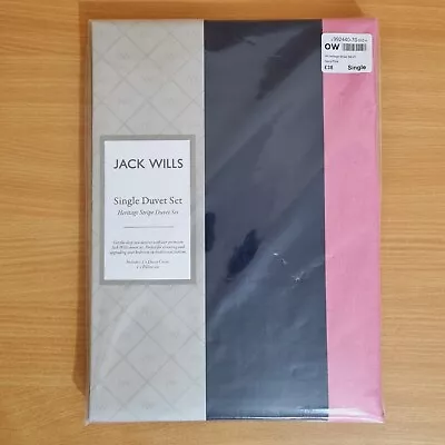 £29.99 • Buy Jack Wills Bedding Heritage Stripe Navy-Pink Single Duvet & Pillow Cover Set