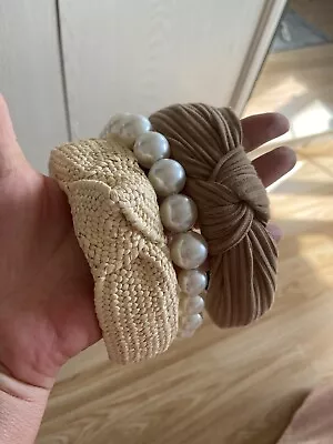 £6 • Buy X3 Headbands Hair Bands Pearl, Beige Cream New