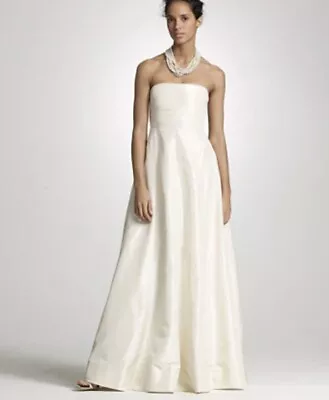 J.Crew Sabine 100% Silk Strapless Pleated Neckline Gown Wedding Dress NWT Sz 2 • $85