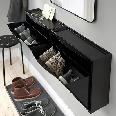 New IKEA BLACK Trones Shoe Storage Stackable Cabinet Drawer Cupboard52x39 Cm • £49.99