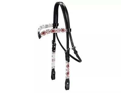 Tabelo Headstall Beaded V-Browband Buckles Horse Black 4-315598 • $119.99