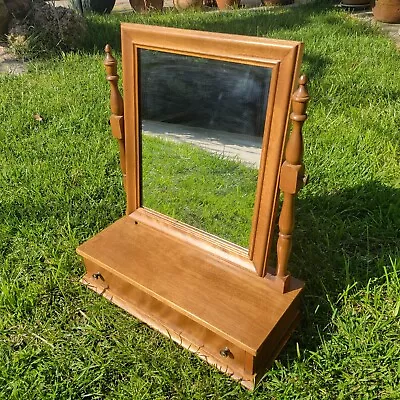 Vtg. Ethan Allen Baumritter Cheval Dresser Top Vanity Shaving Mirror W/Drawer • $185