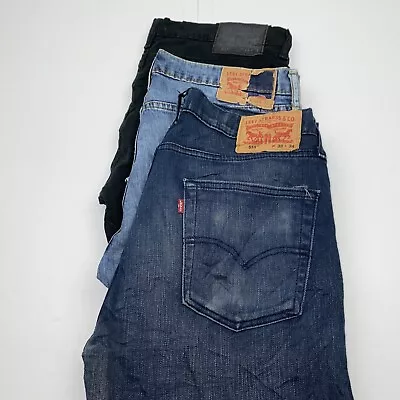 Lot Of 3 Levi's 513 Slim Straight Fit Blue/Black Jeans Men's Size 33x34 • $38.99