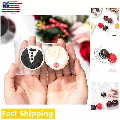 Bulk 100 Pack Clear Plastic Bakery Boxes - Showcasing 2 Macarons In Style • $37.99