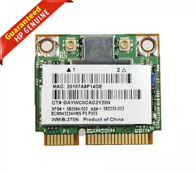 New HP BCM943224HMS Dual Band Wireless Half Mini PCI-e Wifi Card 582236-002 • $8.50