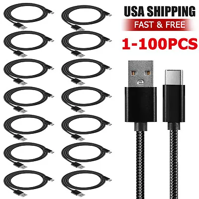 1-100Pcs Braided USB C Type-C Fast Charging Data SYNC Charger Cable Cord Lot • $5.69