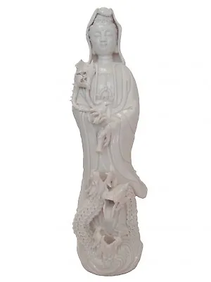 12  White Standing Guan Yin Kwan Yin Quan Yin W/ Dragon Statue • $72