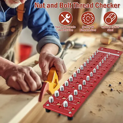 Nut And Bolt Thread Checker 28 Thread Identifier Gauge Inch And Metric Screw◇ • $42.69
