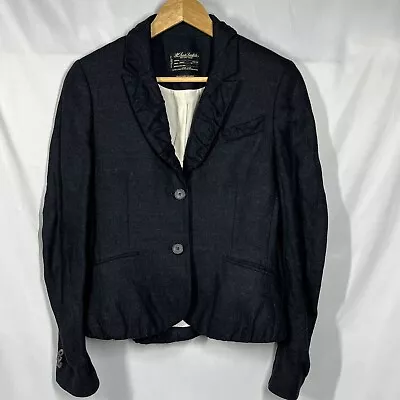 AllSaints Spitalfields Italian Wool Louvre Jacket Blazer Black UK12 US8 Ruching • $50