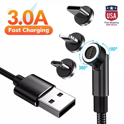 540 Rotate Magnetic 3 In 1 Fast Charging Data Cable For Type-C Micro USB IPhone • $3.67