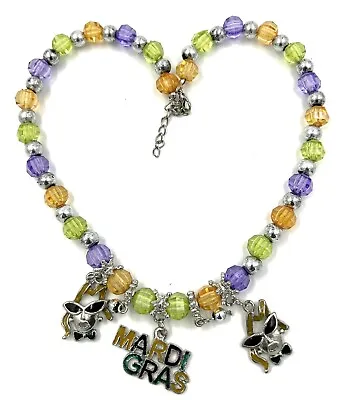 Mardi Gras Necklace Crystal Jewels And Charms Costume Jewelry PGG 01 • $9.95