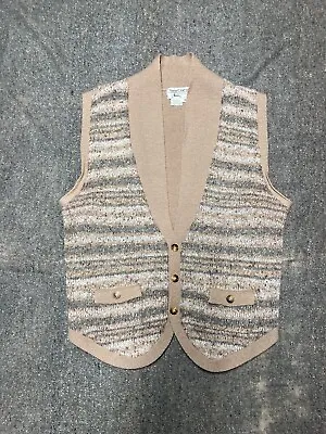 Vintage Sweater Vest Wool Blend Cardigan 90s Knit Button Pockets Women’s Medium • $22.50